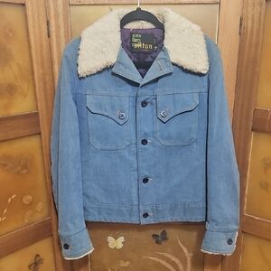 Vintage 70's Blue Denim Jacket with Shearling Collar